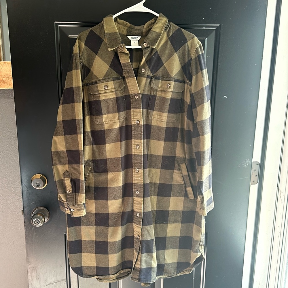 Woman’s, Duluth brand, XL flannel dress. Hunter green and black. Never worn!